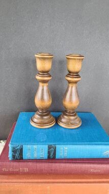 Vintage Wooden Candlestick Holders
